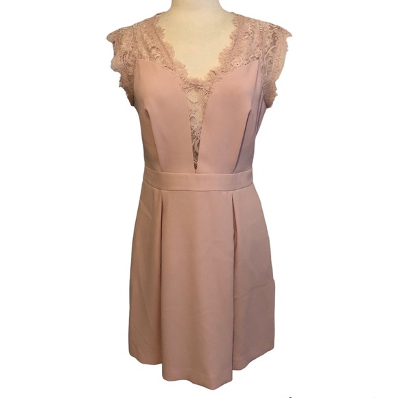 BCBGeneration Dresses Bcbg Lace Back Pleated Dress Blush Us Poshmark